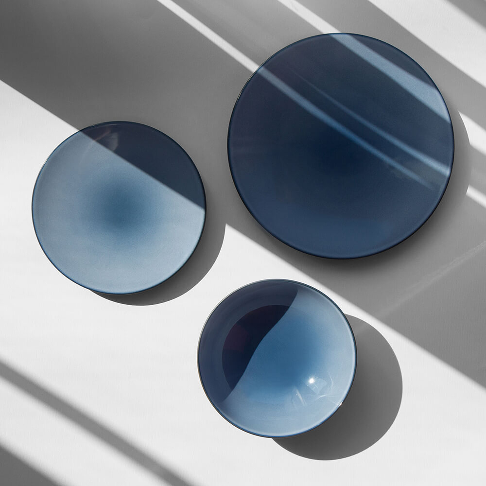 Тарелка обеденная 26 см, фарфор, синий, 650423, Equinoxe Blue, Revol
