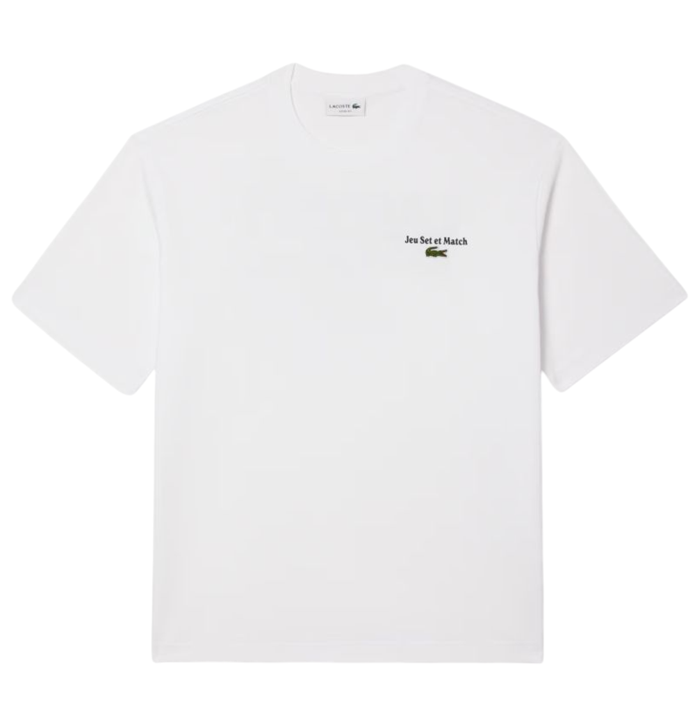Мужская теннисная футболка Lacoste Loose Fit Heavy Jersey Printed - white
