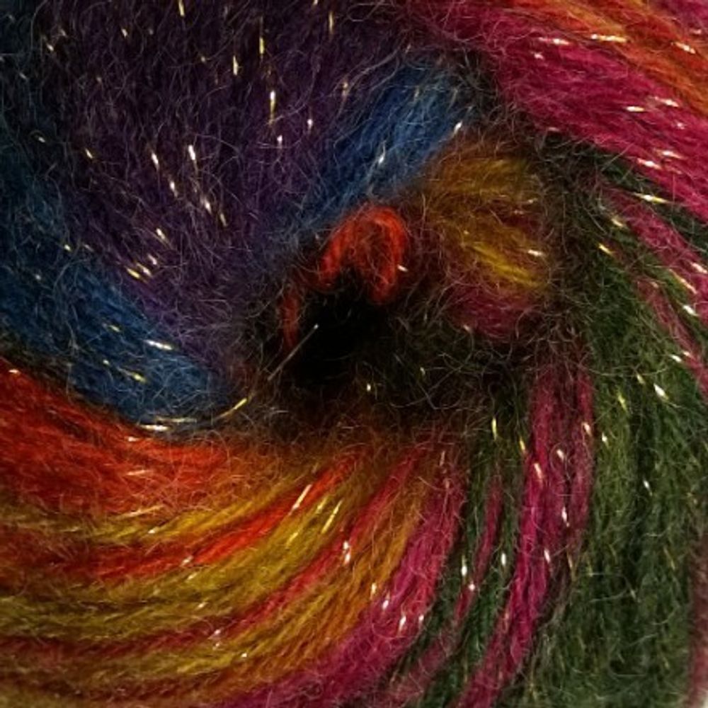 ANGORA &quot;GOLD SIMLI BATIK&quot;, 10% мохер, 10% шерсть, 5% металлик - 75% Акрил, 100 гр, 550 м, 1560 оранжевый/синий/зеленый