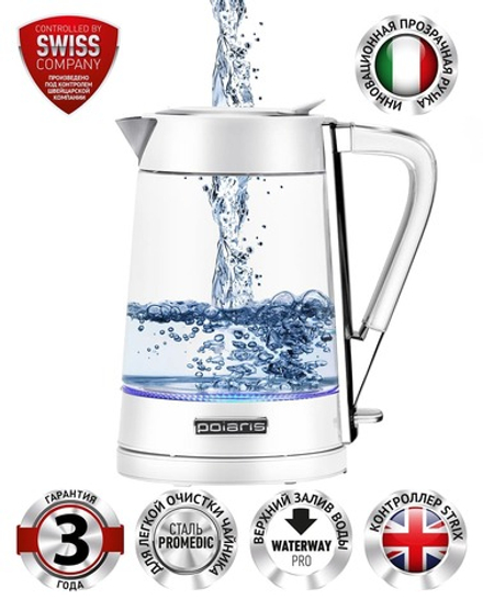 Чайник POLARIS PWK 1715CGL Water Way Pro белый