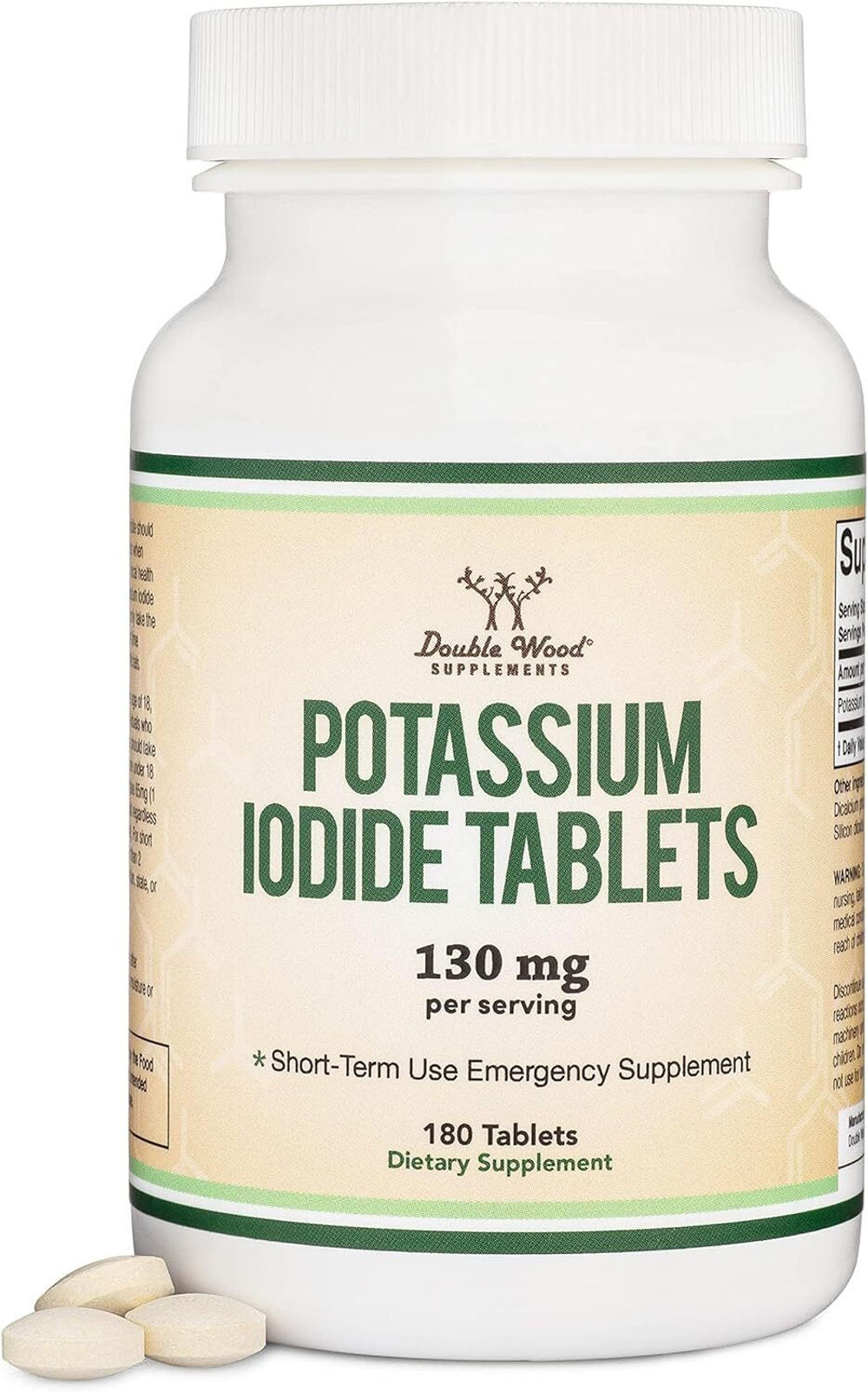 Double Wood Supplements - Potassium Iodide - 180 x 65 mg tablets
