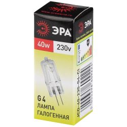 Лампа галогенная ЭРА G4-JCD-40W-230V-CL G4 40Вт капсула теплый белый свет | Лампы галогенные Капсульные (G4, G9)