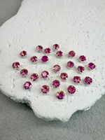 Шатоны 4 мм, Розовый радужный в серебре, 25 шт