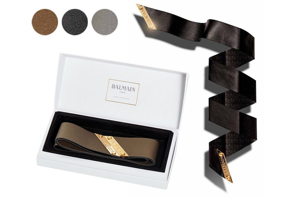 Balmain Hair Кожаная лента для волос Genuine Leather Headband Черный