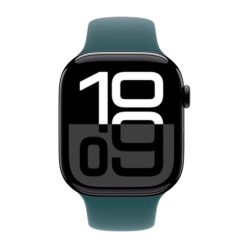 Умные часы Apple Watch Series 10 GPS, 46mm, Jet Black Aluminium Case with Sport Band S/M, Lake Green (Черный)