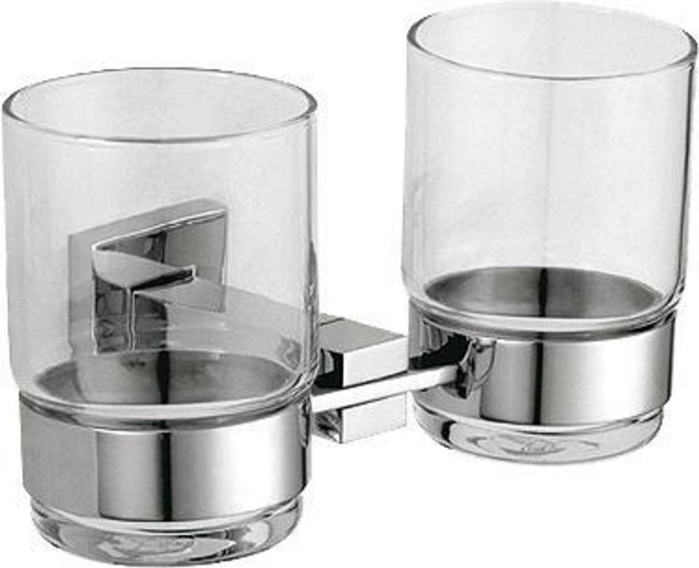 Стаканчик для зубных щёток двойной стекло/нерж. сталь BARCELONA 16914.B глянцевый