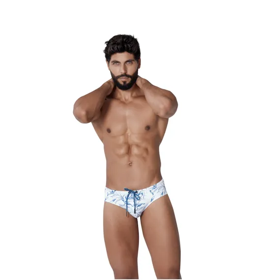 Мужские плавки белые с принтом Clever Moda FRESH SWIMSUIT BRIEF 138101