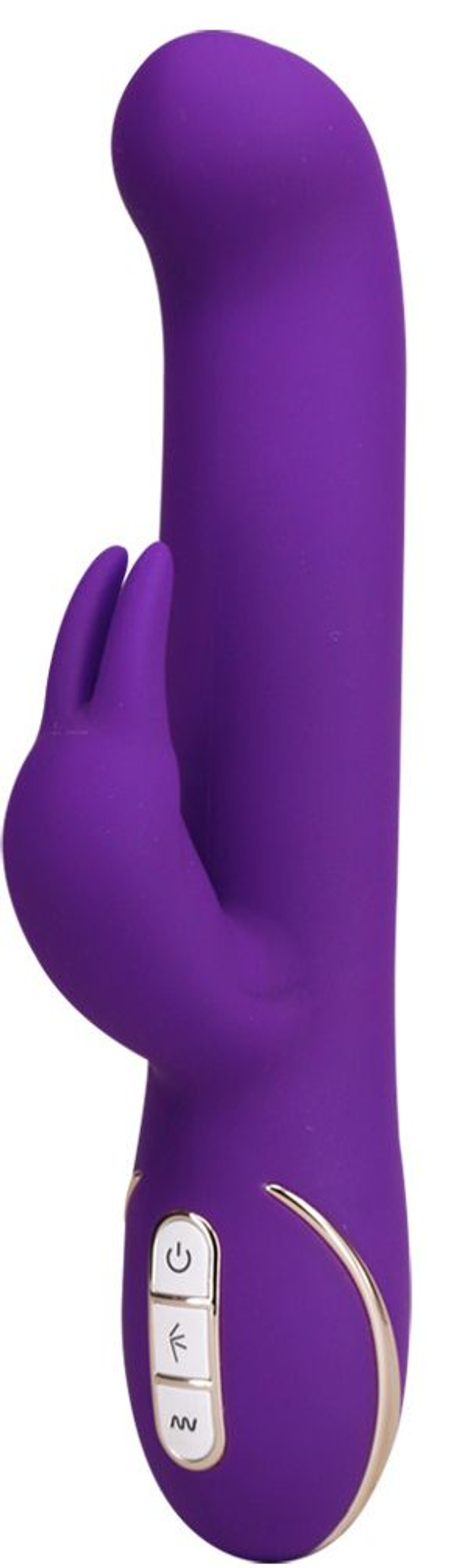Фиолетовый вибратор со стимулятором клитора - 22 см. (Цвет: фиолетовый)