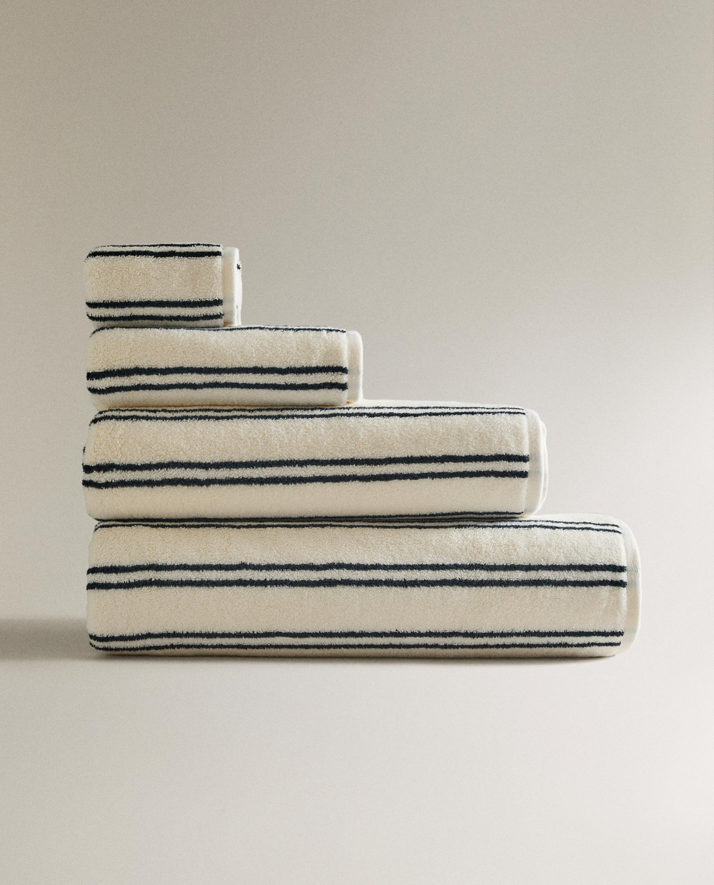 Zara Home Полотенце для лица и рук из хлопка, в полоску · 9547/013