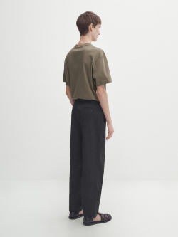 MASSIMO DUTTI Хлопковая футболка с короткими рукавами - Studio, хаки