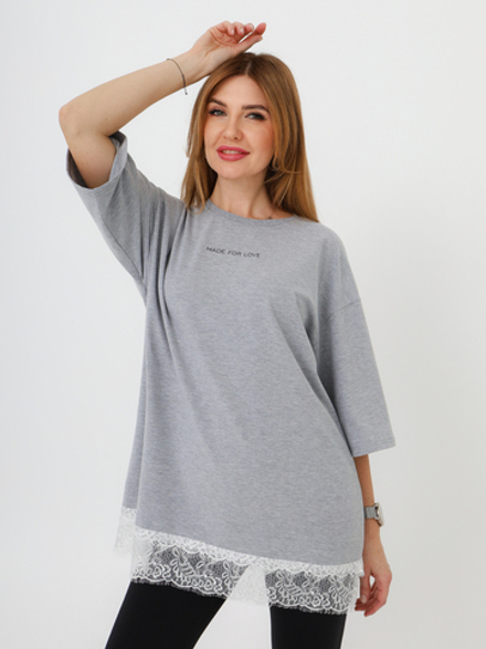 Футболка с кружевом, меланж