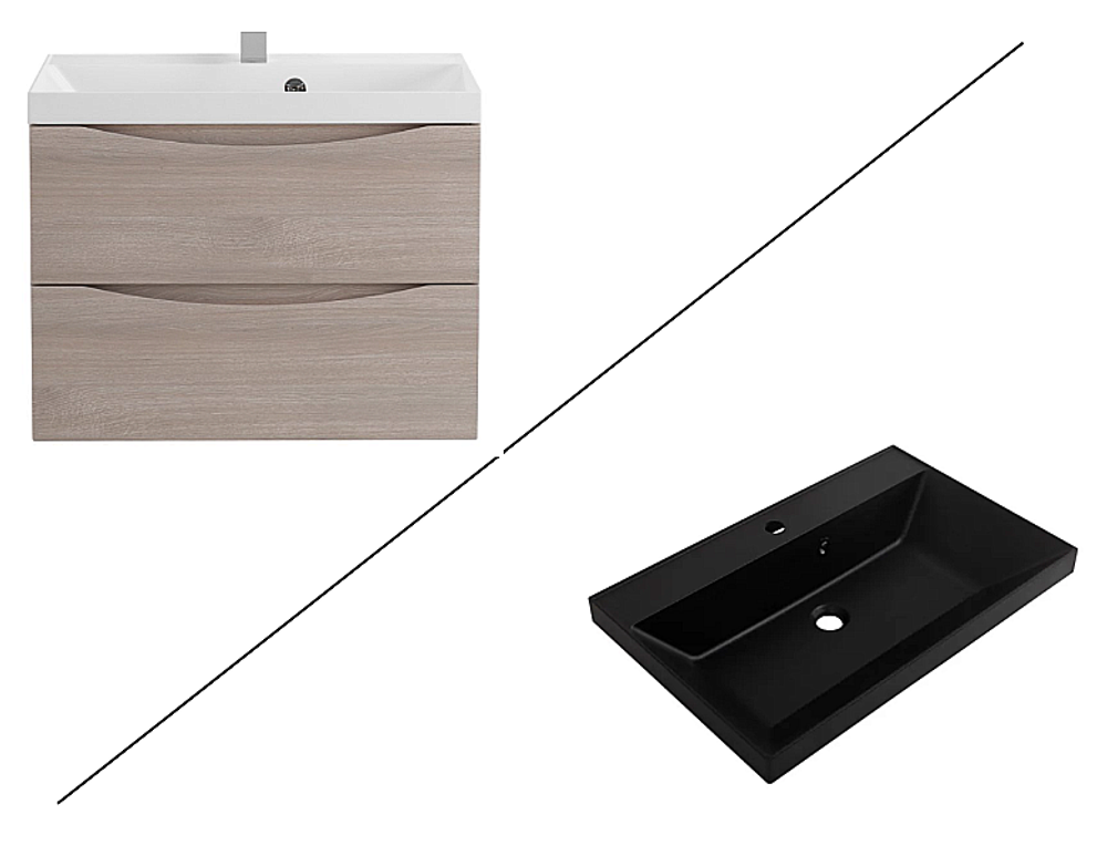 Тумба с раковиной BelBagno 70 MARINO-700-2C-SO-RG-P+BB700/450-LV-ART-AST-NERO Rovere Grigio