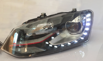 Передние фары Фольксваген Поло GTI 2010-2019 V8 type [Комплект Л+П; яркие ходовые огни; светодиодные; биксеноновая линза]