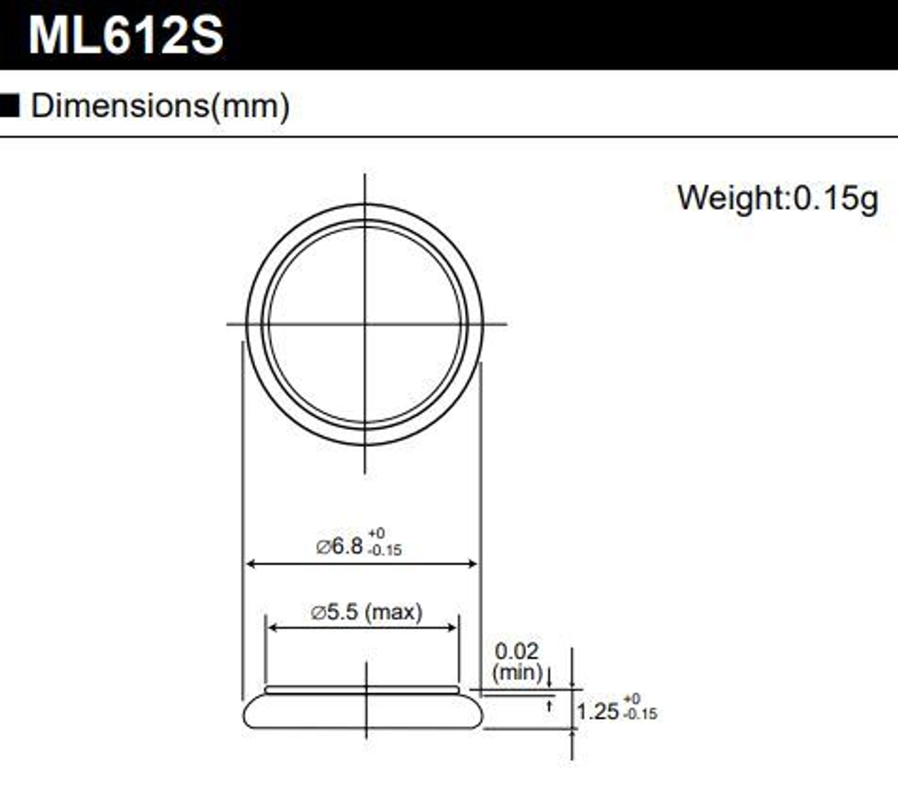 Аккумулятор ML612S/F9DE Panasonic