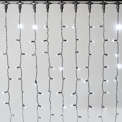 Светодиодный занавес 2*3 м., 600 LED, холодный белый, статика, черный провод каучук, LTC (ECO602-1-2W)