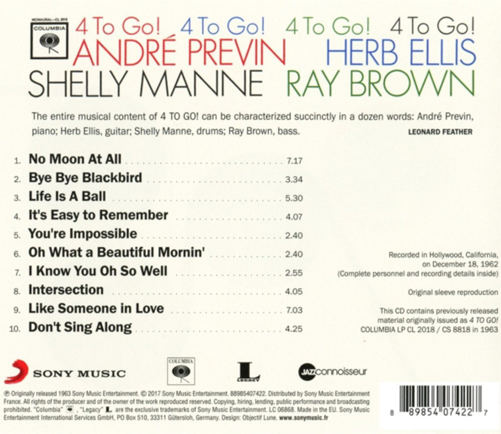 Andre Previn / 4 To Go! (CD)