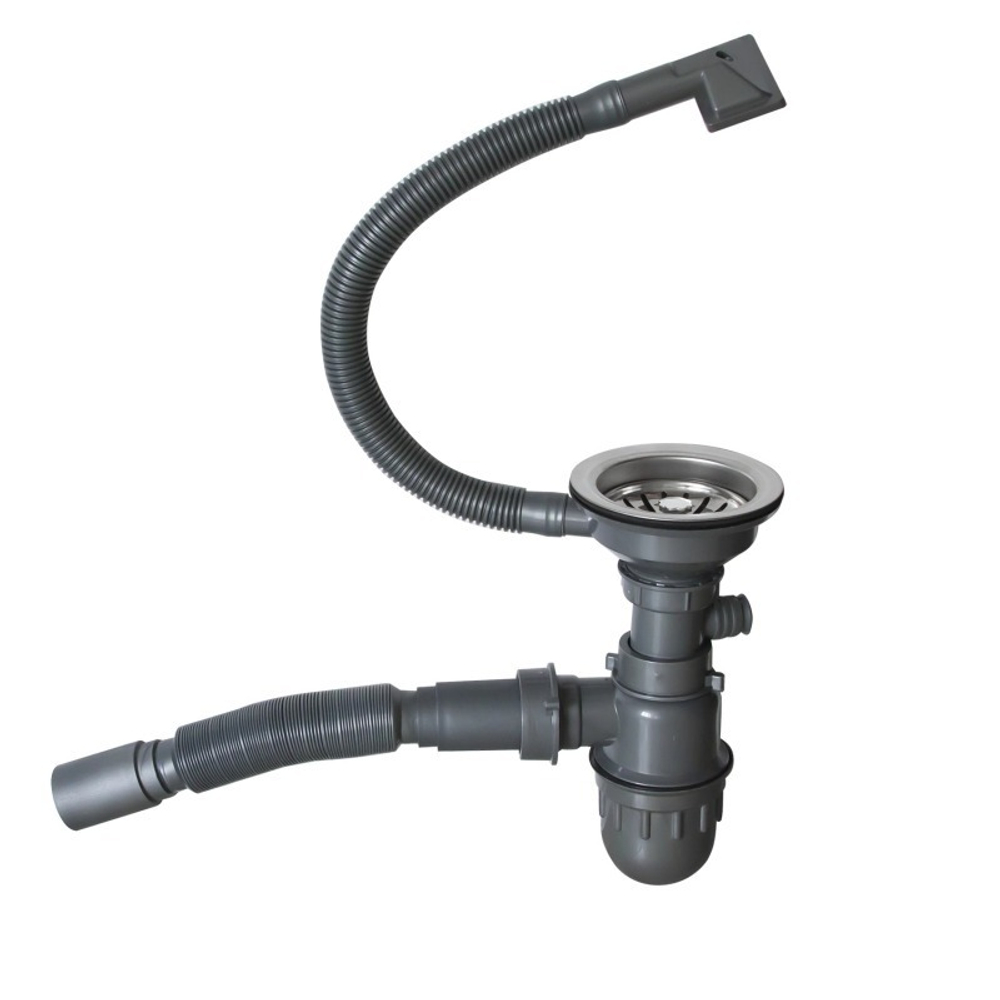 Мойка настол.монтаж 60х50 (3,0) вып 3 1/2  MIXLINE PRO с ФАСКОЙ 22см с сифоном (черный графит)