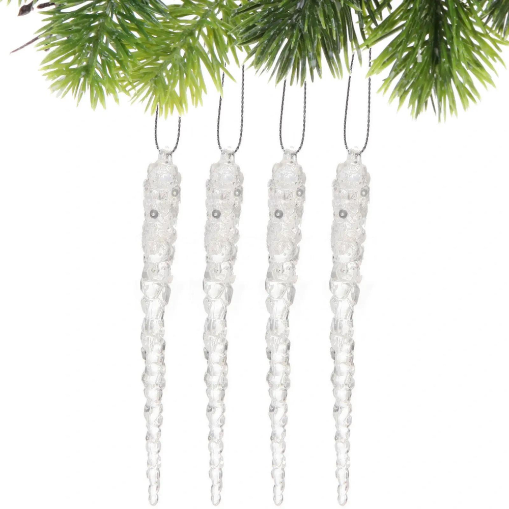 Подвеска «Хрупкие сосульки» 13 см (набор 4 шт), Белый