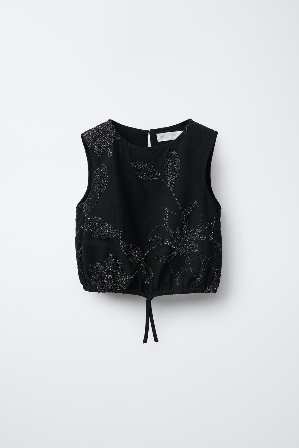 ZARA ТОП С ВЫШИВКОЙ, ЧЕРНЫЙ