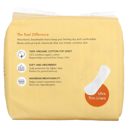 Rael, Ежедневные прокладки из органического хлопка, длинные, 18 шт.