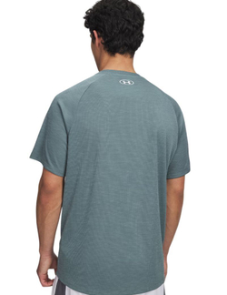 Мужская теннисная футболка Under Armour Tech Textured Short Sleeve - jasper blue/white