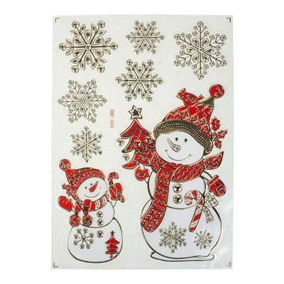 Наклейка новогодняя 22*37 см, 4 вида микс , пакет