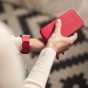 Ремешок для Apple Watch 40/41/42 mm из кожи теленка, красного цвета