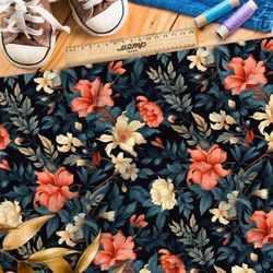 Ткань премиум мембрана цветы в лунном свете