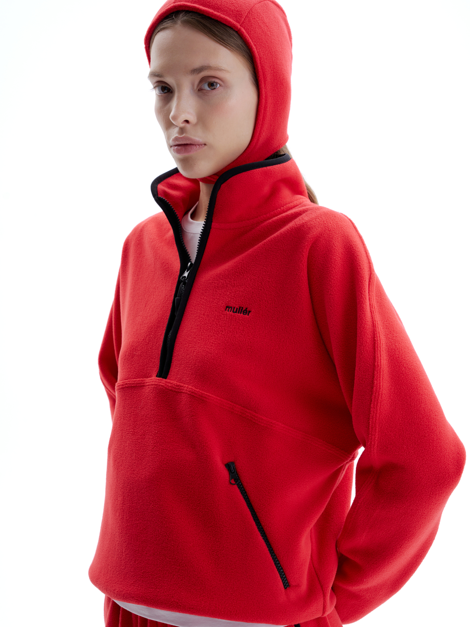 Чепчик из флиса красный