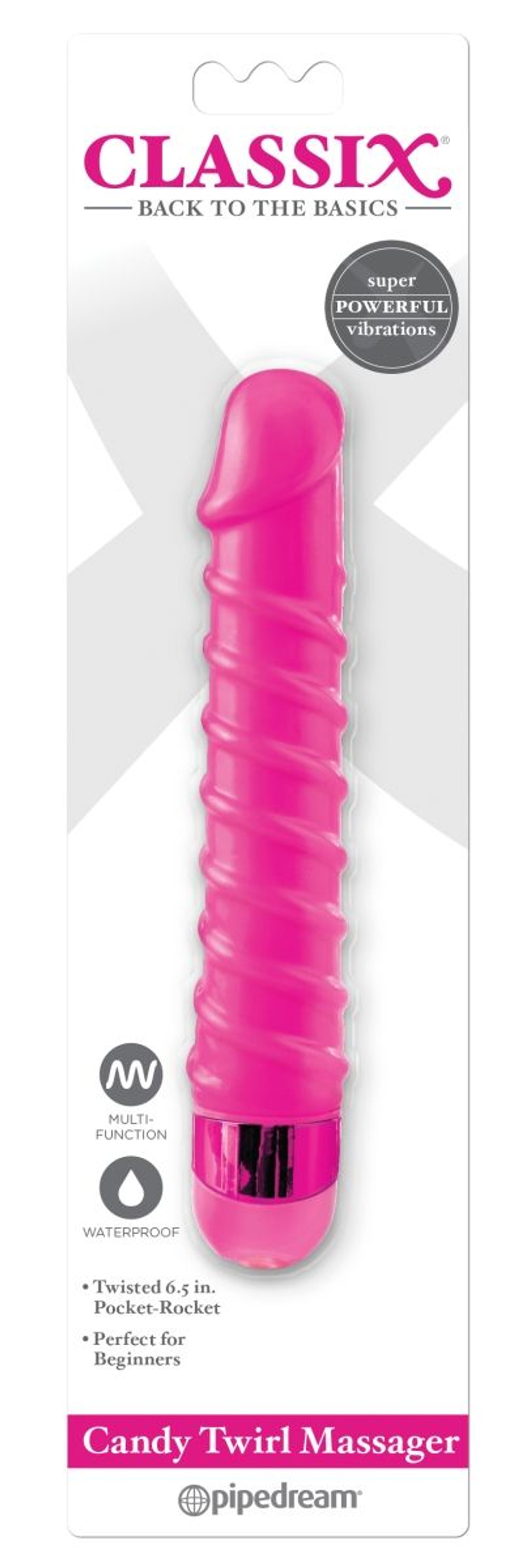 Розовый вибромассажер с винтовыми ребрышками Candy Twirl Massager - 16,5 см. (Цвет: розовый)
