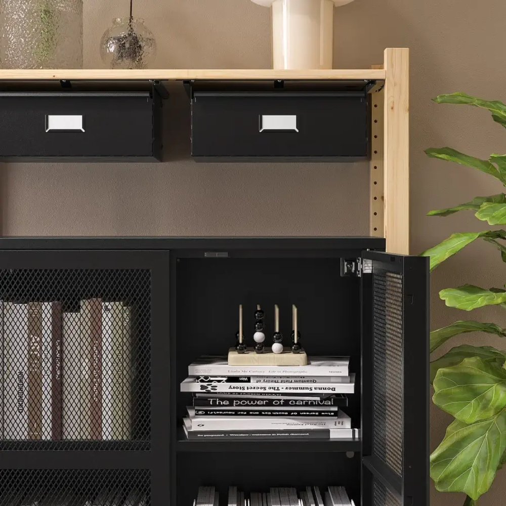 Комбинация для хранения - IKEA IVAR/ИВАР ИКЕА, 175х30х124 см, сосна/черный