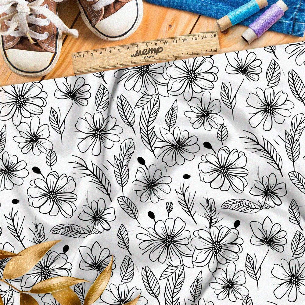 Ткань премиум сатин упрощенный полевой мотив