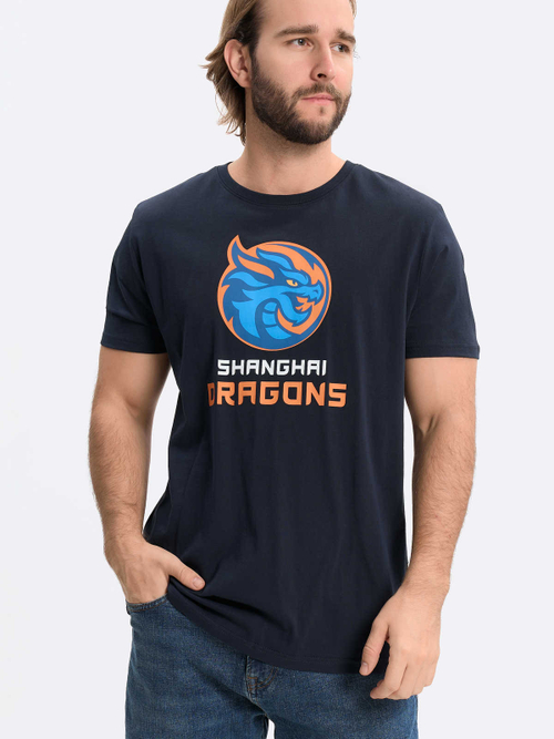 Футболка синяя с логотипом ХК "Шанхайские Драконы" (ТМ Atributika&Club)
