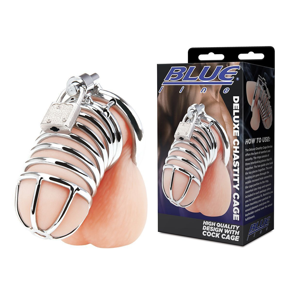 Металлическая клетка Deluxe Сhastity Сage с замком (Цвет: серебристый)