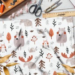 Ткань штапель абстрактные рисунки животных детские