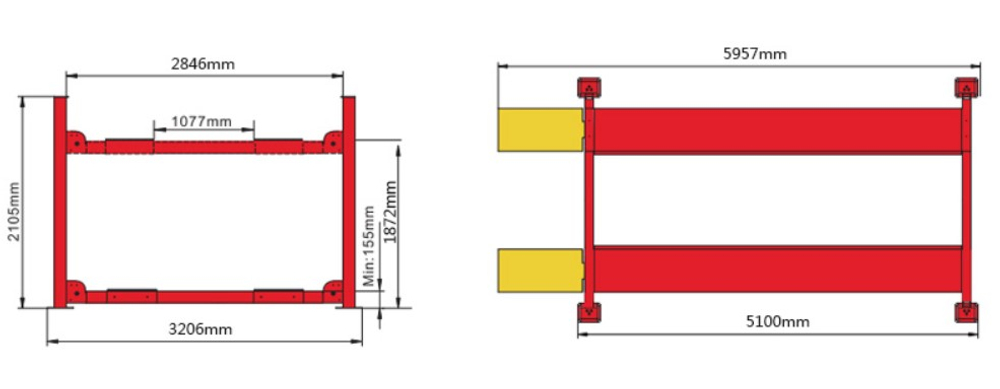 KHL-5500 Подъемник четырехстоечный, 5.5 тонн, для слесарных работ