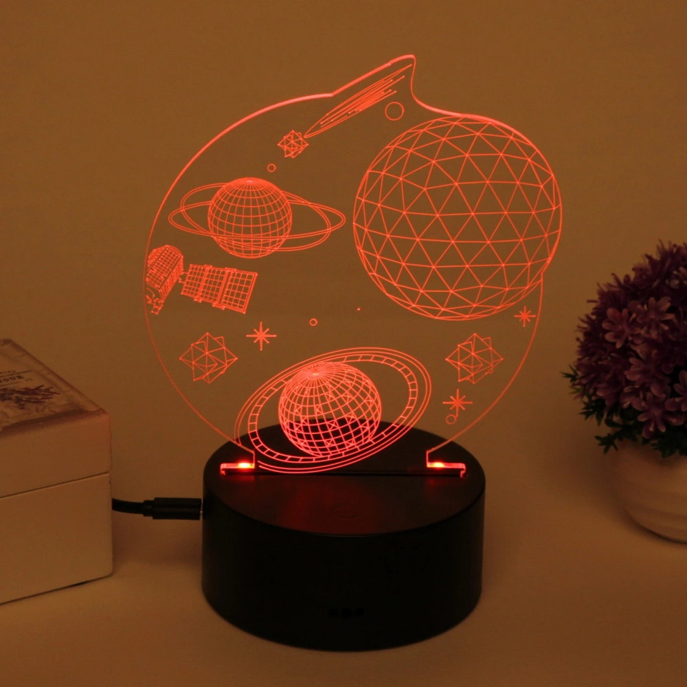 Светильник ночник «3D-Космос» на пластиковой подставке, с включателем USB