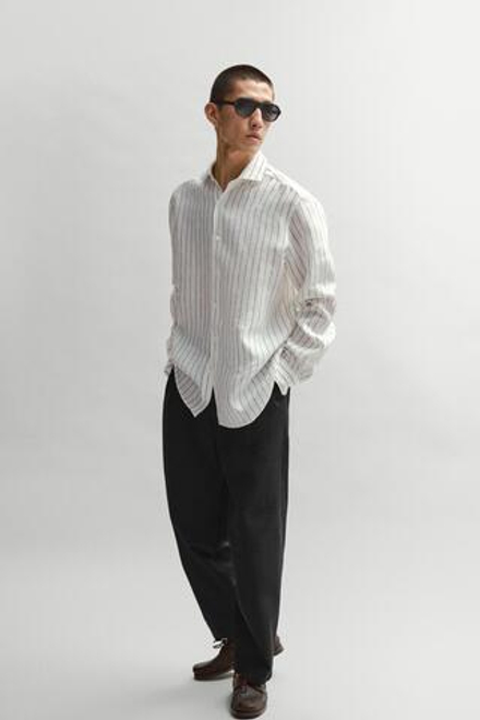 Massimo Dutti Хлопковые брюки с вытачками, темно-синий