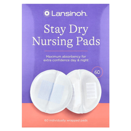 Lansinoh, Прокладки для кормления Stay Dry, 60 прокладок в индивидуальной упаковке