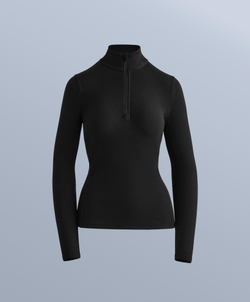 Oysho Термофутболка с застёжкой-молнией на половину длины, черный