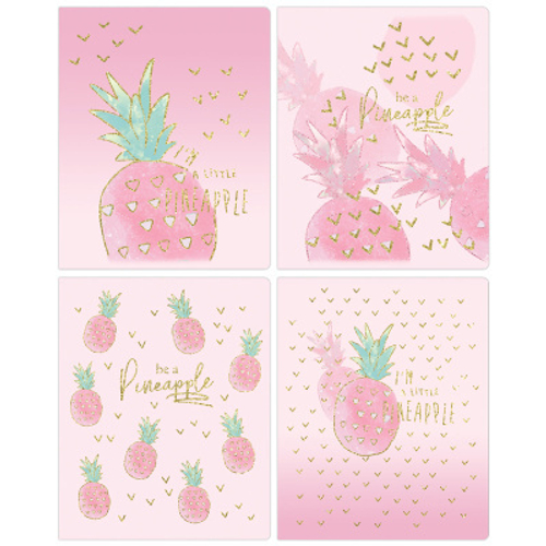 Тетрадь 48л., А5, линия BG "Pink pineapple", тиснение голографической фольгой