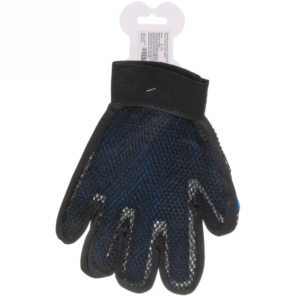 Расческа - перчатка для собак и кошек «ЛАПКИ и ЦАРАПКИ», на липучке, цвет голубой, 23см (подвес)✦