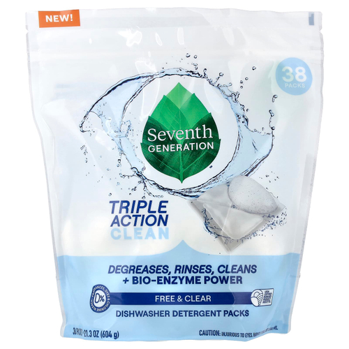 Seventh Generation, моющие средства для посудомоечных машин, Free & Clear, 36 упаковок, 604 г (21,3 унции)
