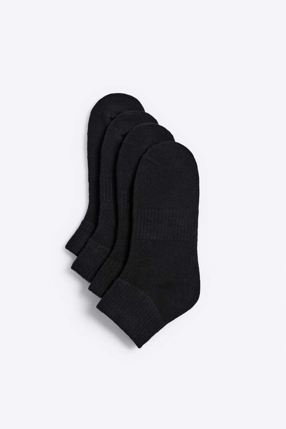 ZARA НАБОР ИЗ 4 ПАР КОРОТКИХ НОСКОВ, ЧЕРНЫЙ