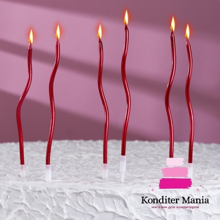 Набор свечей с подставками,Коктейльные Рубиновые( 6шт)
