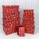 Коробка 34 х 26 х 15.3 см Набор 10 шт "Новый год" (Красный)