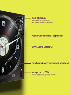 Часы настенные виниловый проигрыватель подарок музыканту (0 / черный / Рос. размер 1 / темно-серый)