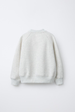 ZARA ТОЛСТОВКА С НАДПИСЬЮ В СТИЛЕ ПРЕППИ, СЕРЫЙ МЕЛАНЖ