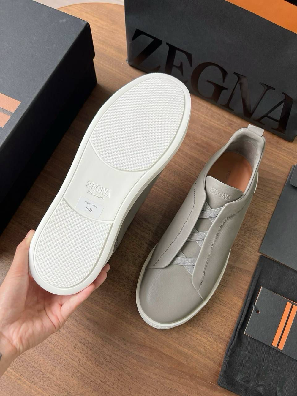 Кеды кожаные Zegna