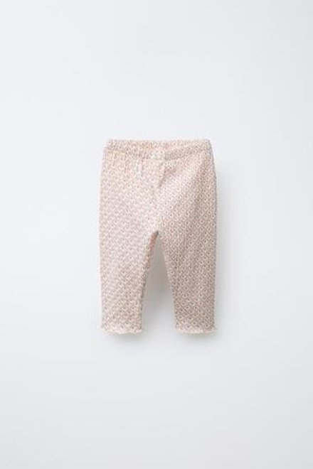 ZARA ЛЕГИНСЫ С ЦВЕТОЧНЫМ ПРИНТОМ, СВЕТЛЫЙ ЭКРЮ